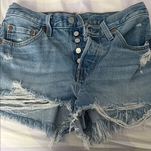 Levi's Light Blue Distressed Denim Cutoff Shorts